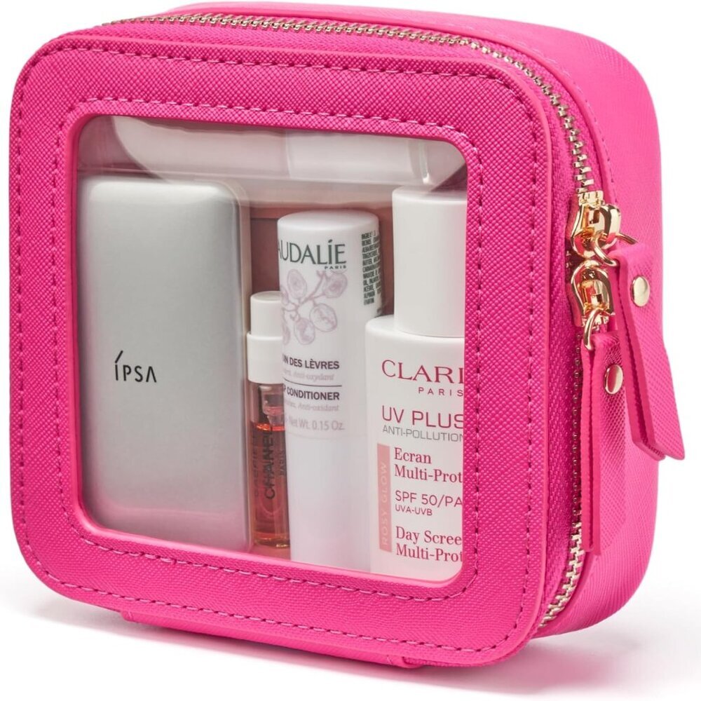 Clear Makeup Bag Travel Cosmetic Case Transparent Toiletry Bag with Zipper, Port